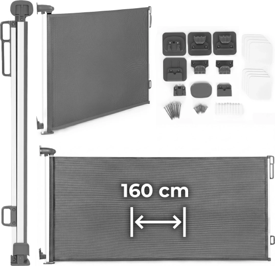 Väljatõmmatav turvavärav 160 cm treppidele ja ustesse, hall ECOTOYS
