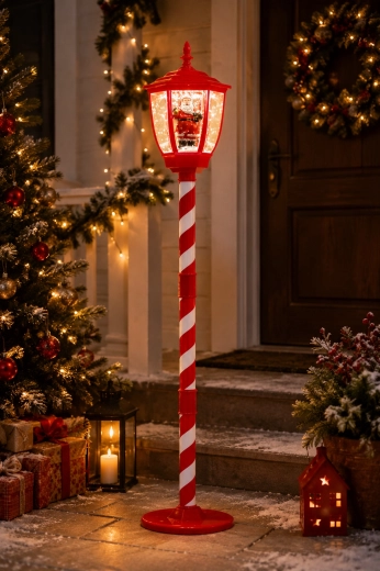 Jõulude LED-latern jõuluvanaga, lumeefekti ja meloodiatega, 150 cm