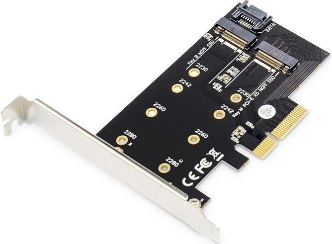PCIe adapter M.2 NGFF/NVMe SSD jaoks SATA ja NVMe toetusega
