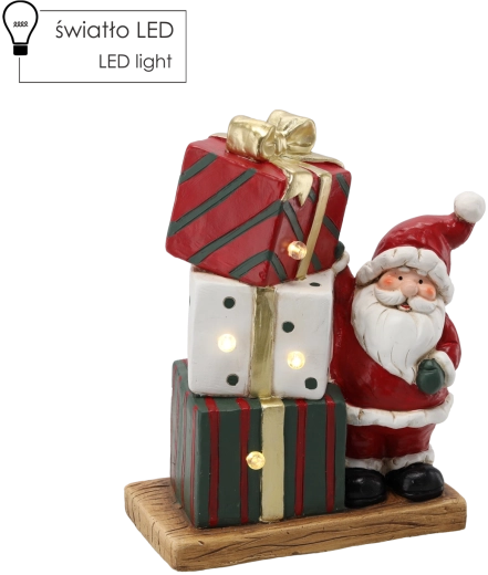 Jõulukuju – kingitustega jõuluvana LED-valgustusega 29,5 × 15 × 36 cm