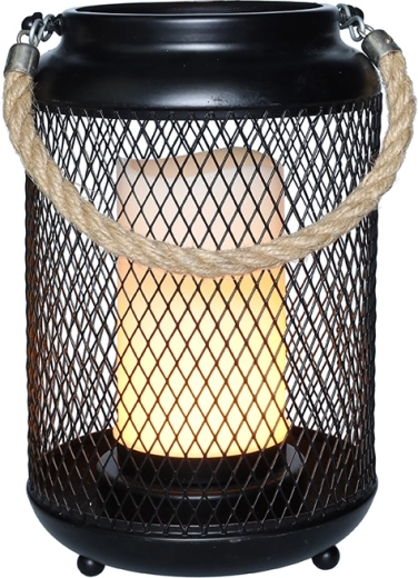 Solight metallist latern LED-küünlaga, soe valge, must, 20 cm