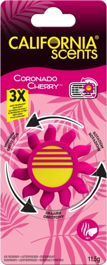 Autolõhnastaja ventilaatorirestile CALIFORNIA SCENTS Coronado Cherry pöördmehhanismiga