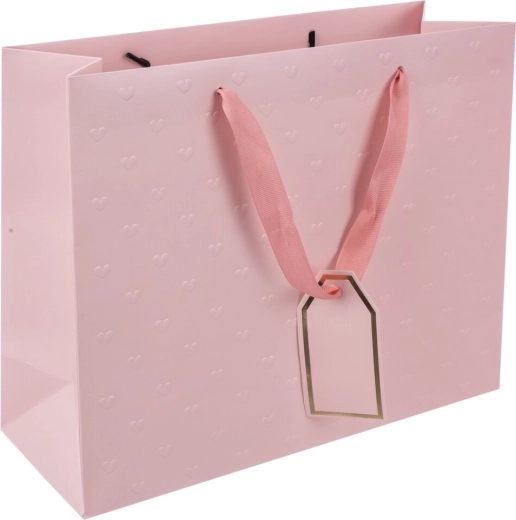 Roosa reljeefsete südamekestega kingikott 31 × 12 × 26 cm