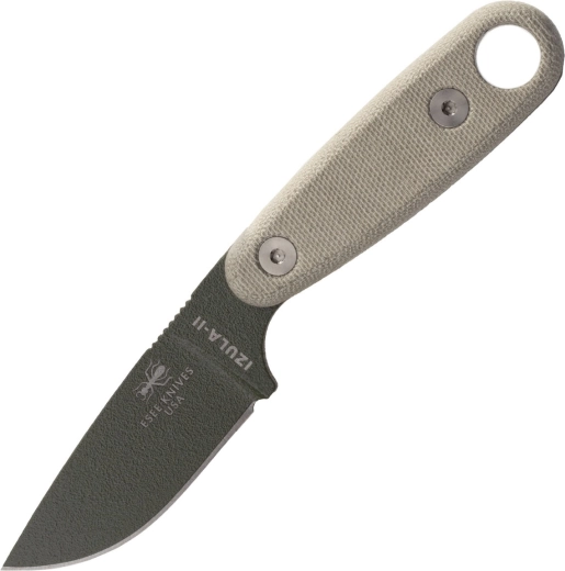 ESEE Izula II roheline kaelanoa Micarta käepidemega ja musta tupena