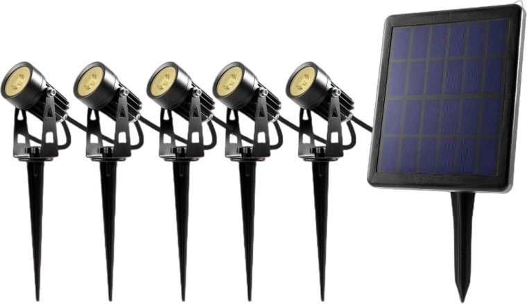 RETLUX Solar Garden LED Spotlights with Panel - 5 pcs