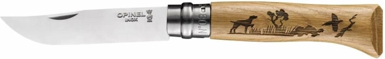 Opinel N°08 Inox Animalia Dog taskunuga nuga, tammepuit, 8,5 cm