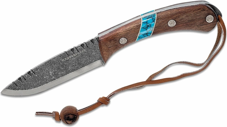 Jahinuga Condor Blue River nahktupiga, pähklipuit ja türkiis, 11 cm