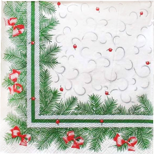 Mitmekihilised salvrätikud jõuluse okaspuumustriga 33 × 33 cm