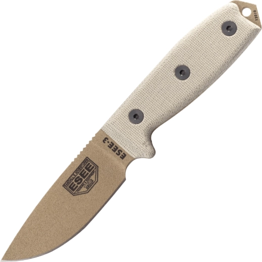 Välinuga ESEE 3 Dark Earth micarta käepideme ja tupega