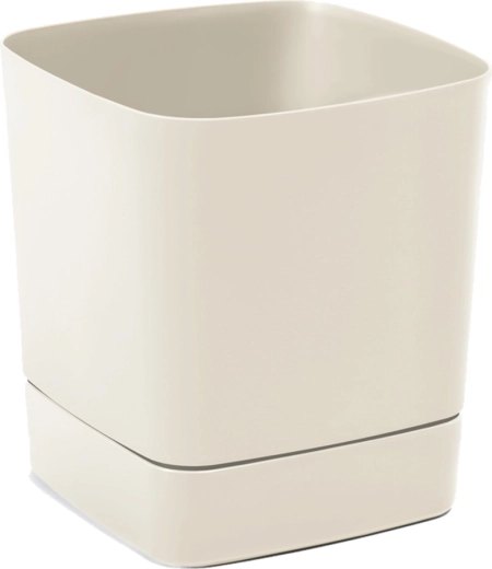Lillepott alustaldrikuga Clima 190 × 190 mm beež taaskasutatud plastist
