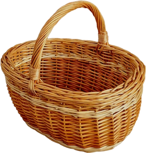 Väiksem lakitud pajuvitsast puuviljakorv 32 × 28 × 25 cm