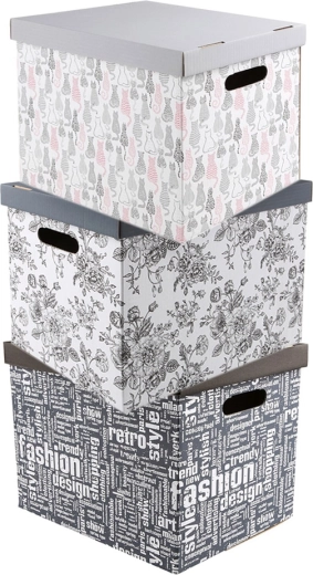 Decorative cardboard storage box with lid 47 × 31 × 32 cm