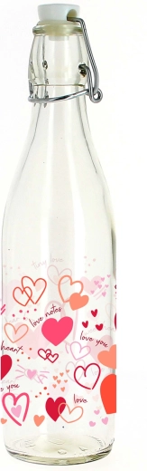 Heart Motif Flip-Top Glass Bottle 540 ml