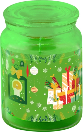 Scented candle in a glass jar with lid 510 g – Matte green