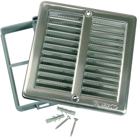 Ventilatsioonirest võrguga 150 × 150 mm, roostevaba