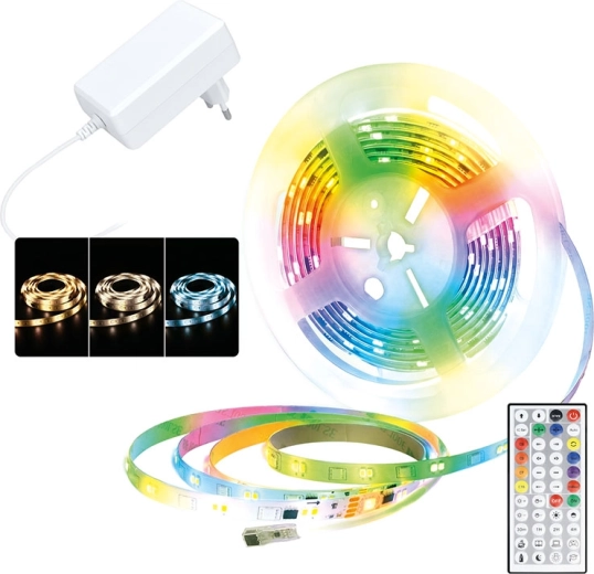 Solight RGB + 3CCT LED-valgusriba koos kaugjuhtimispuldiga, 5 m