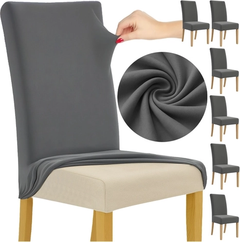 Chair Covers 6 Pieces Dark Gray RUHHY