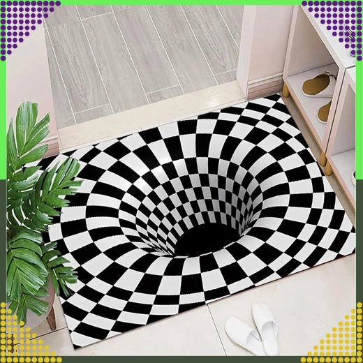 Carpet Mat with 3D Illusion White Hole 60 × 90 cm