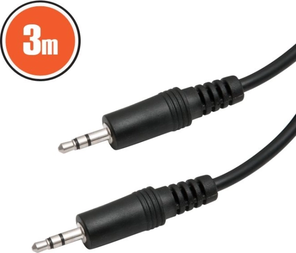 Audiojuhe jack 3,5 mm – jack 3,5 mm, 3 m, must