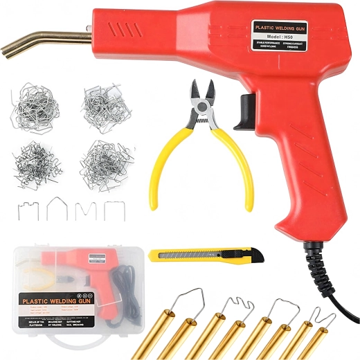 Plastic Welding Kit with Staple Gun, Staples and Pliers