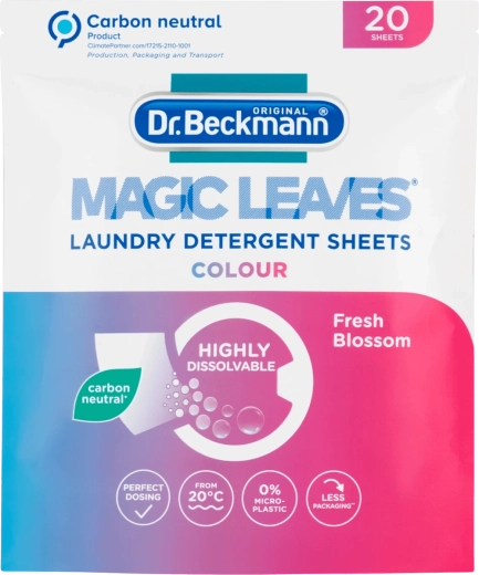 Dr. Beckmann Magic Leaves Color – pesulapid värvilisele pesule 20 tk
