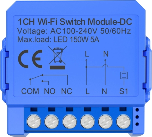 1-kanaliline Wi‑Fi lülitusmoodul potentsiaalivaba kontaktiga Avatto