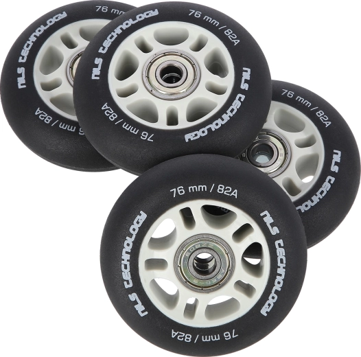 Matid rattad rulluisutamiseks NILS Extreme 76 mm 82A koos laagritega ABEC 9, must, komplekt 4 tk