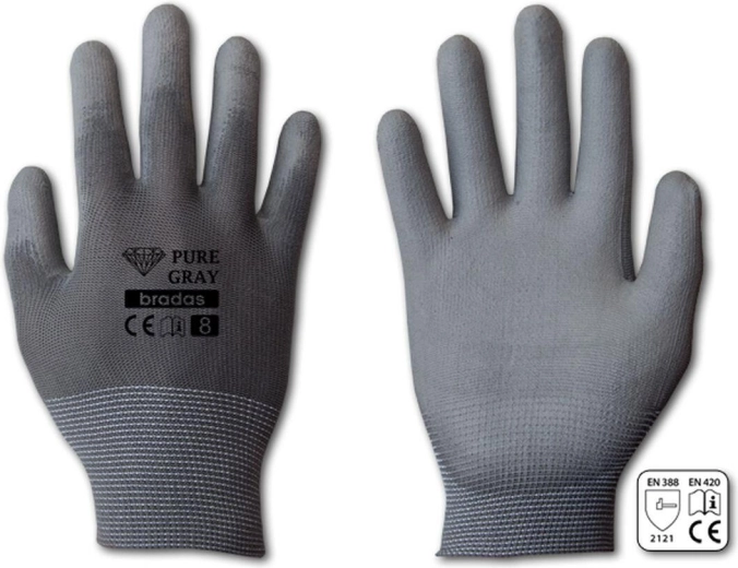 Kaitsekindad Pure Gray PU, suurus 8