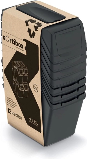 SORTIBOX sorteerimiskastide komplekt 4×25 l must – Prosperplast