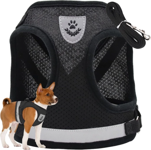 Pressure-free harness for dogs, cats and rabbits with reflective elements, size M