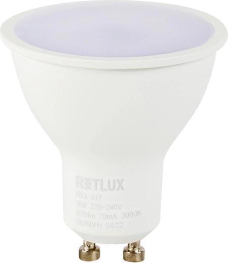 LED-pirn RETLUX GU10 9 W soe valge