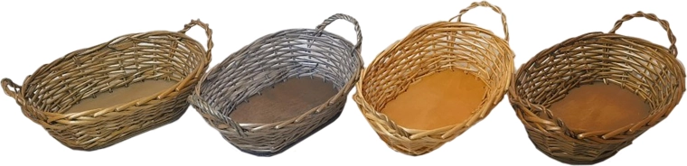 Lakitud vitspunutis ovaalne korv 30 × 20 × 12 cm sangadega