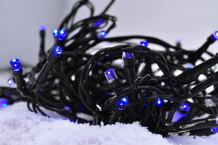 Solight LED Christmas light string 3 m, 20 LEDs, blue light, green cable
