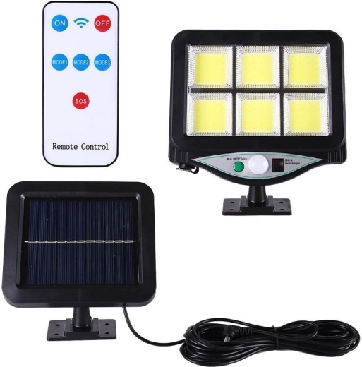 Päikesepatareiga LED-lamp PIR-liikumisanduri ja hämarasensoriga + kaugjuhtimine