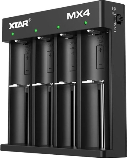 4 charging slots in a compact design
