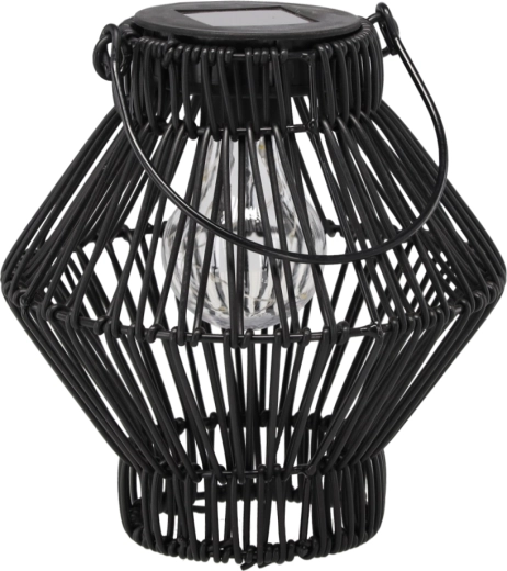 Päikesetoitel metallist latern must 19 cm LED-valgusega