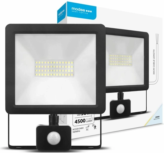 LED-prožektor liikumisanduriga 50 W, 120°, 6000 K, 4500 lm – Modee Lighting A2 Series