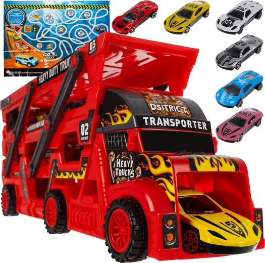 TIR veok koos autode stardiseadmega ja 6 autoga