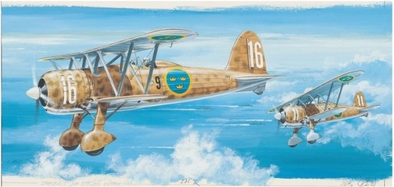 Fiat C.R. 42 FALCO mudel 20,9x24,1 cm karbis 31x13,5x3,5 cm