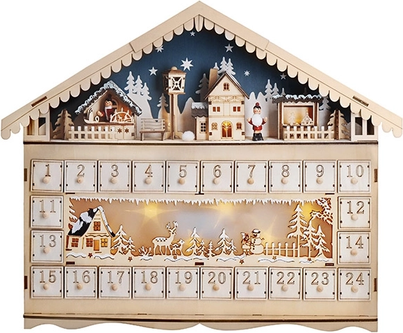 Solight LED adventkalender mägimaja kujul, 10× LED, 50 × 40 cm