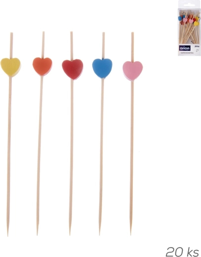 Südamekujulised bambusest tikkpulgad 20 tk, assortii