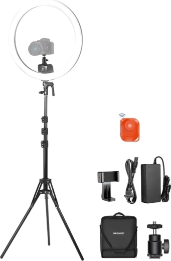 Neewer SRP18C RGB LED rõngasvalgusti 48 cm statiivi ja telefonihoidikuga