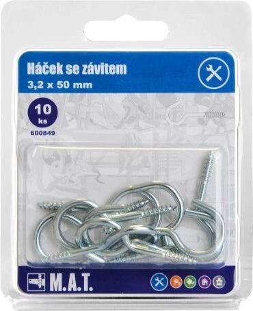 Keermestatud konks 50 × 3,2 mm, tsingitud (10 tk)