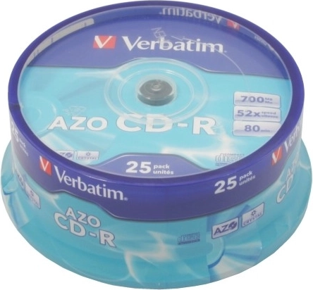 Verbatim CD-R AZO Crystal 700 MB, 52x, 25 tk