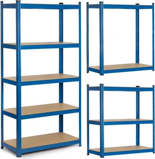 Metallist riiul HUMBERG 180 × 90 × 30 cm, sinine, 5 riiulit, 875 kg