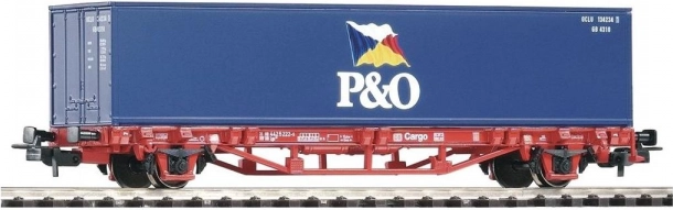 PIKO platvormvagun Lgs579 40 ft konteineriga P&O, DB AG, H0 (ajastu V)