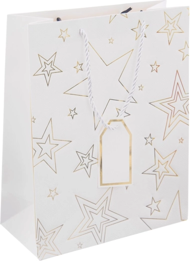 Paberist kinkekott tähega 26 × 12 × 32 cm – Valge