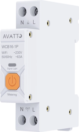 Nutikaitselüliti Wi‑Fi-ga Avatto WCB16-1P energiatarbimise mõõtmisega