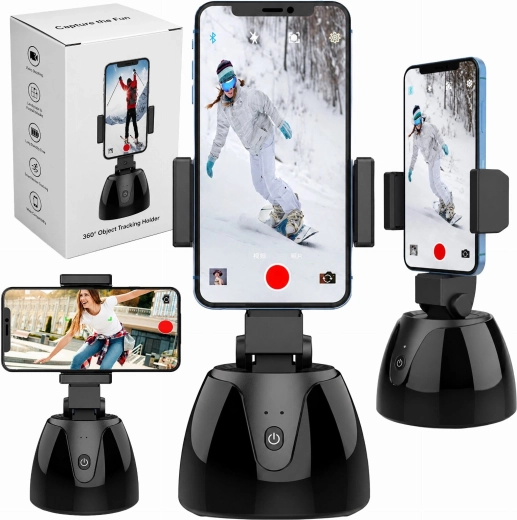 Intelligent rotating phone holder with motion tracking