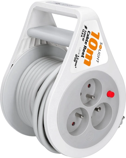 Solight pikendusjuhe rullil, 10 m, 3 pistikupesaga